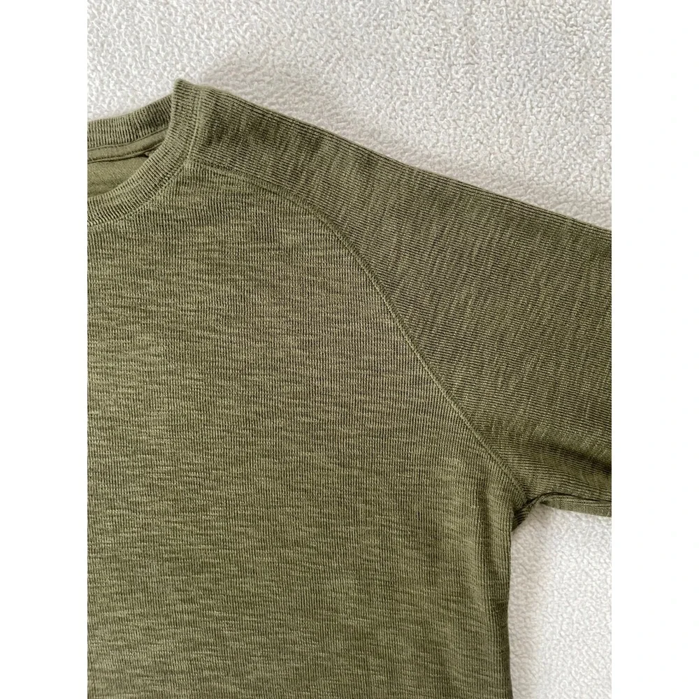 Banana Republic Mens Extra Large Sweatshirt Olive Green Slub Knit Raglan Sleeve